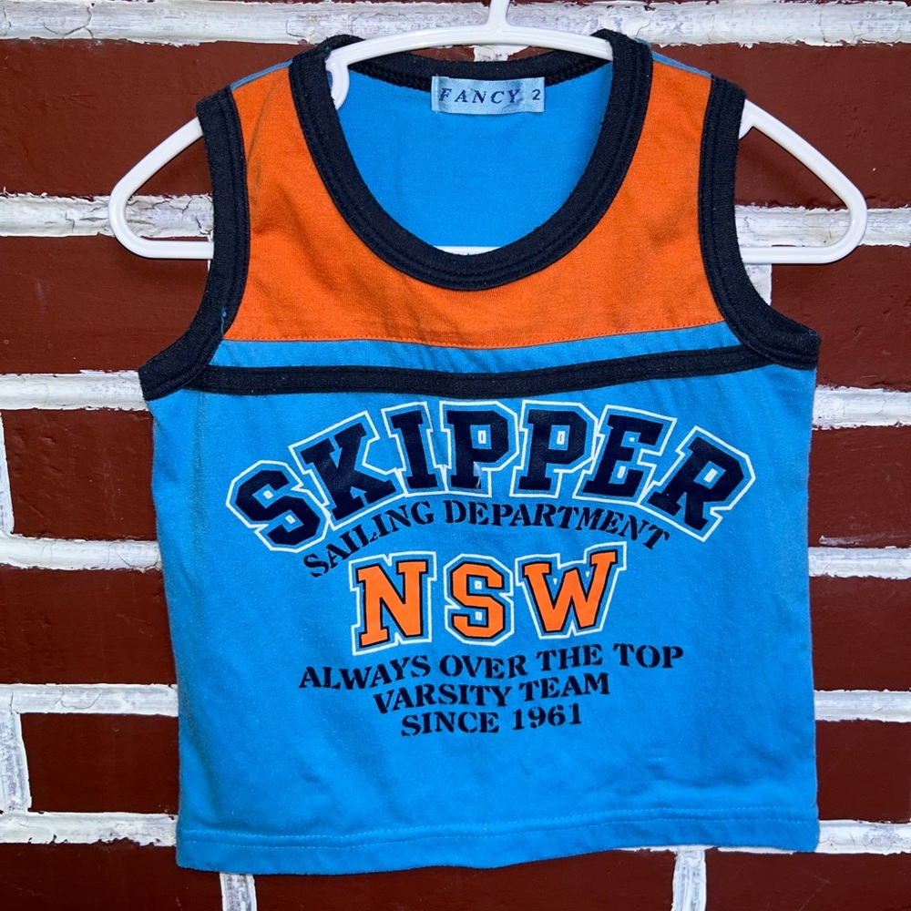 Blue and orange graphic tank | size 2
